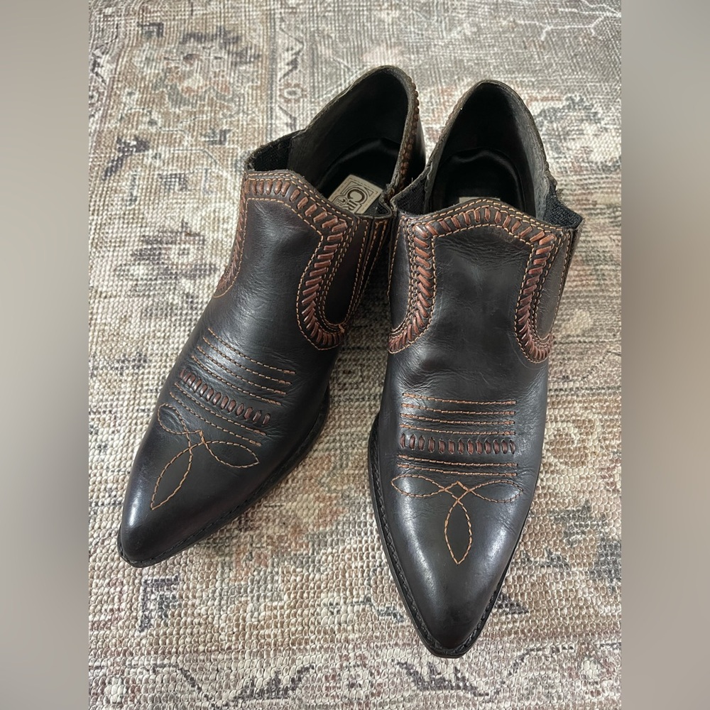 Vintage Circle S brown leather cowboy booties